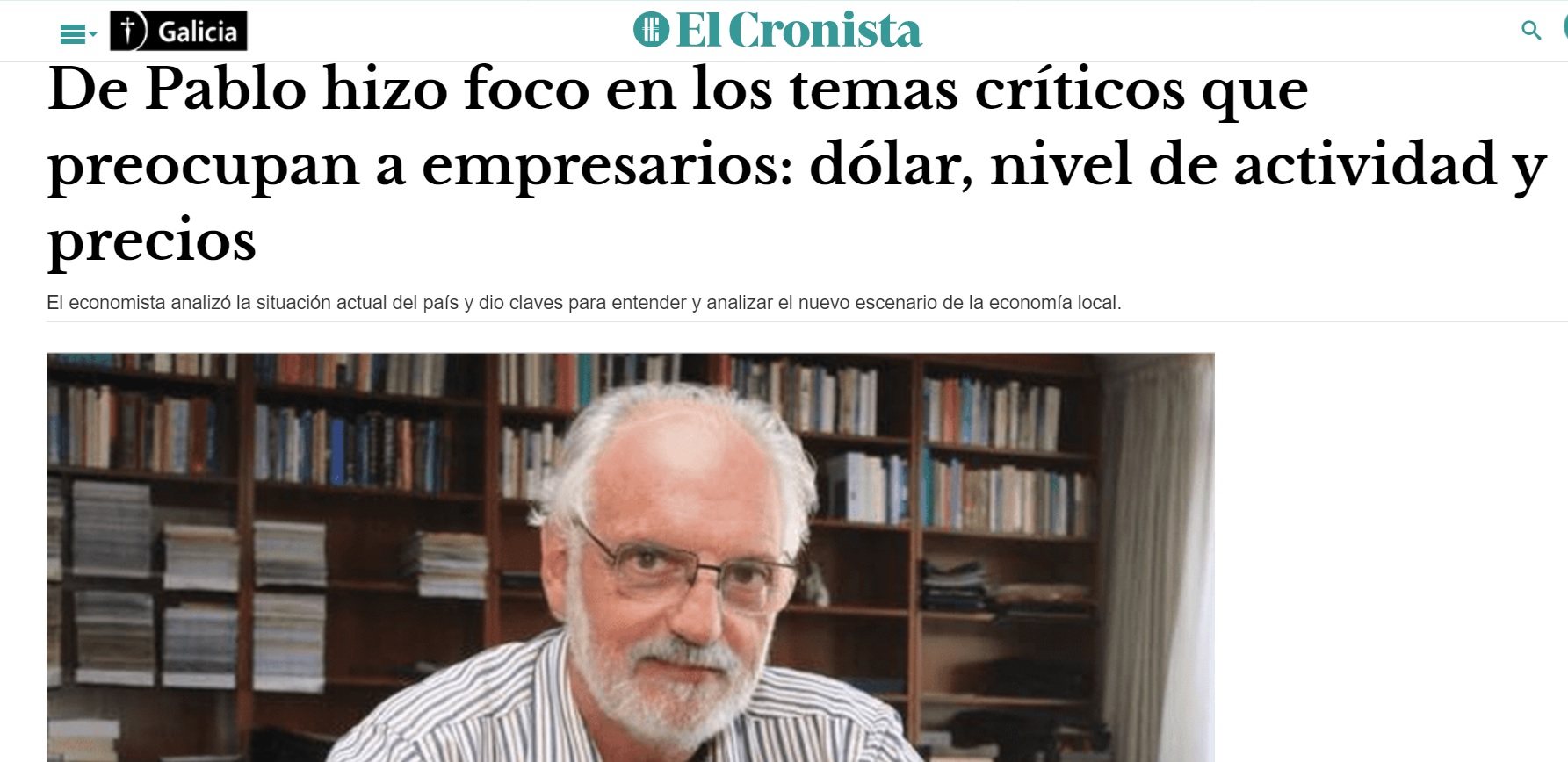 Nuestro Webinar con Juan Carlos de Pablo en El Cronista